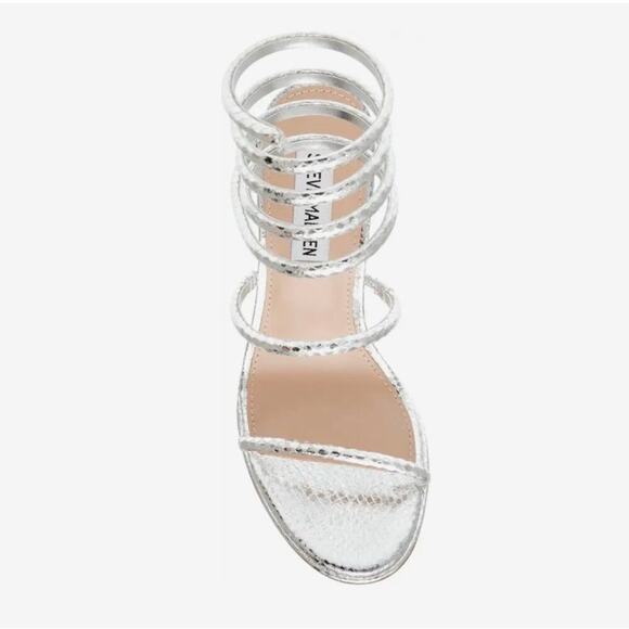 Steve Madden EXOTICA Strappy Sandal Silver Size 6 NWOT - Picture 2 of 9